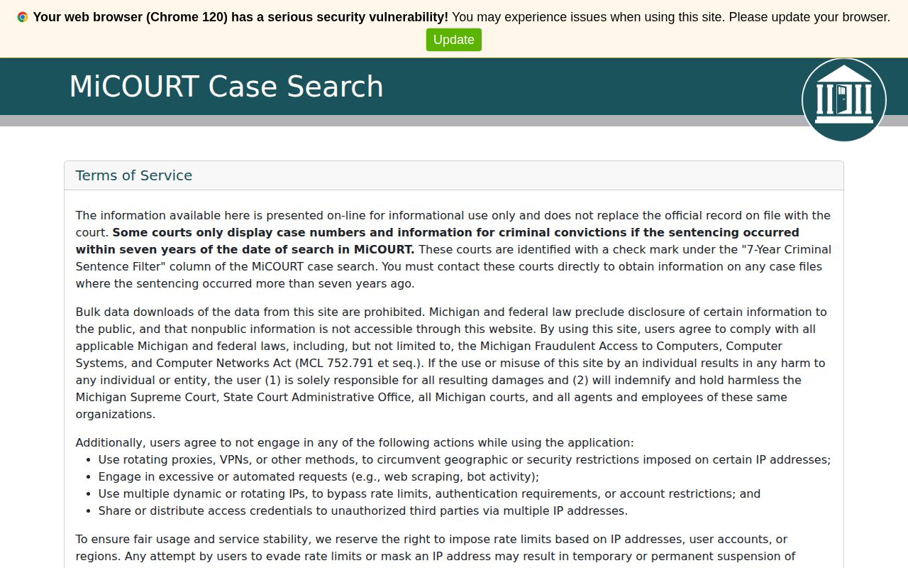 Jackson County release record search through MiCOURT